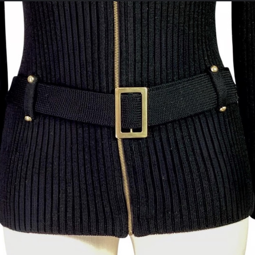 Talbots Black Ribbed Sweater with Gold Buckle NWT